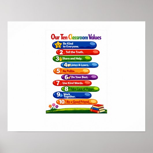 Our Ten Classroom Values – 16x20 Landscape Poster ポスター (正面)