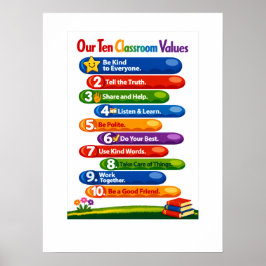 Our Ten Classroom Values – 18×24 Portrait Poster ポスター