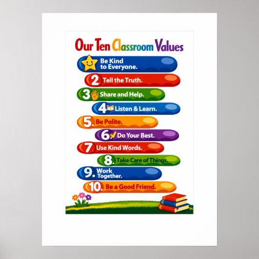 Our Ten Classroom Values – 18×24 Portrait Poster ポスター (正面)