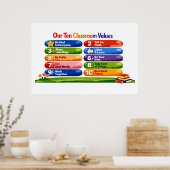 Our Ten Classroom Values – 24×36 Landscape Poster ポスター (キッチン)