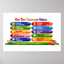 Our Ten Classroom Values – 24×36 Landscape Poster ポスター