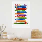 Our Ten Classroom Values – 24x36 Portrait Poster ポスター (キッチン)