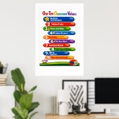 Our Ten Classroom Values – 24x36 Portrait Poster ポスター (ホームオフィス)