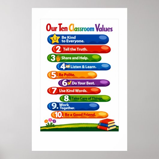 Our Ten Classroom Values – 24x36 Portrait Poster ポスター (正面)