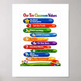 Our Ten Classroom Values – 8.5×11 Portrait Poster ポスター