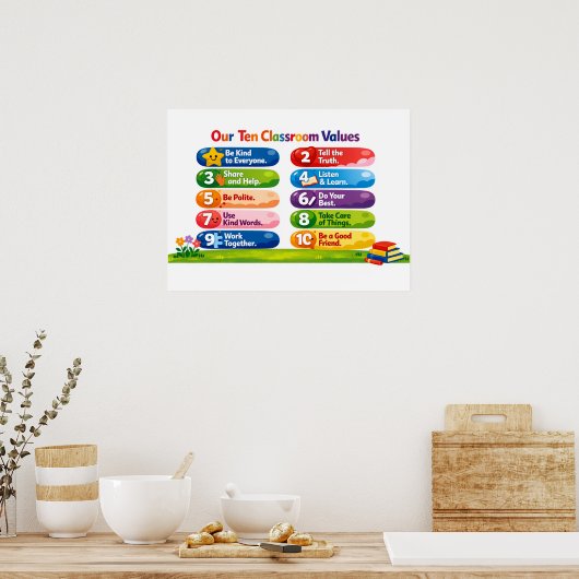 Our Ten Classroom Values Poster ポスター (キッチン)