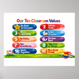 Our Ten Classroom Values Poster ポスター