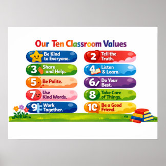Our Ten Classroom Values Poster ポスター