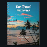 Our Travel Memories, DIY Names & Year, Palm Trees ノートブック<br><div class="desc">Write Your Favorite Travel Memories in this book and personalize your Names and year on the cover. Makes a great Christmas or birthday gift. Photo of palm trees and beach at sunset or use your photo.</div>