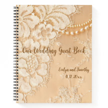Our Wedding Guest Book Lace and Pearls