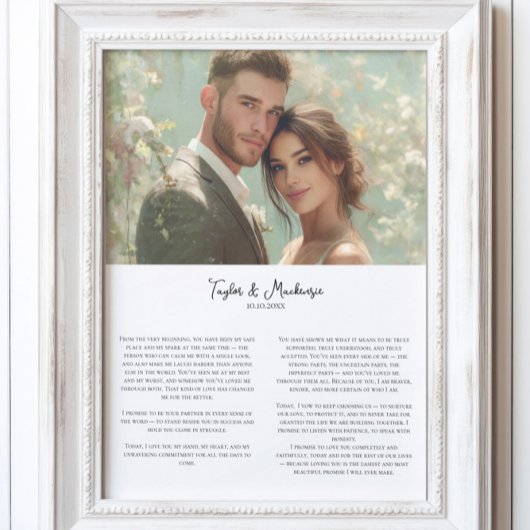 Our Wedding Vows and Photo personalized Minimalist ポスター