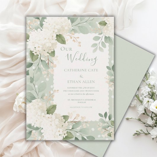 Our Wedding White Hydrangeas Vintage Wedding 招待状