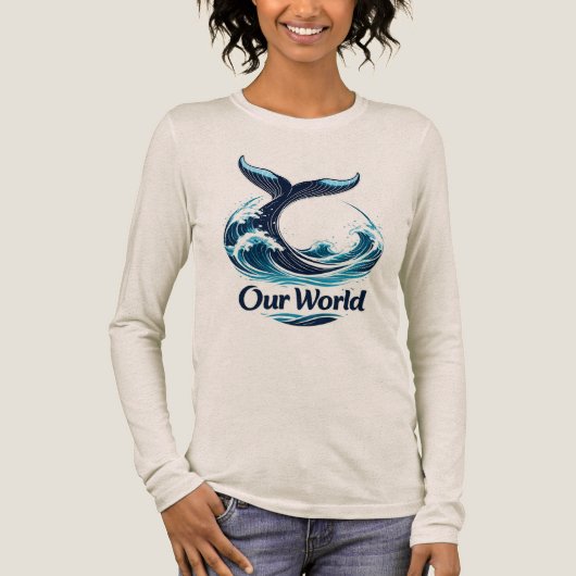 Our World Whale Tail Ocean Conservation トライブレンドTシャツ (正面)