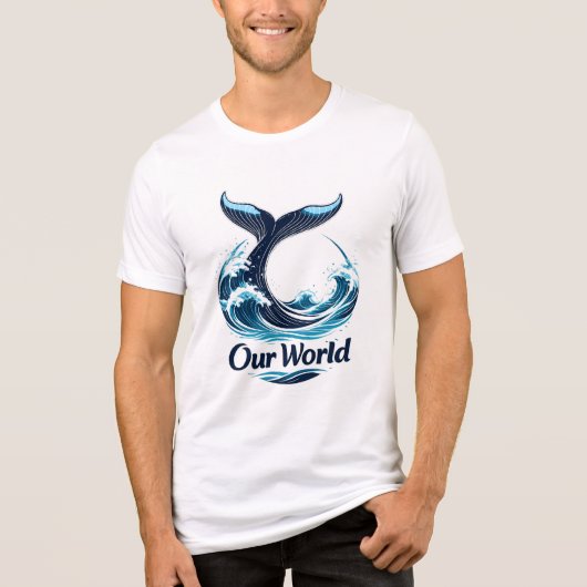 Our World Whale Tail Ocean Conservation トライブレンドTシャツ (正面)