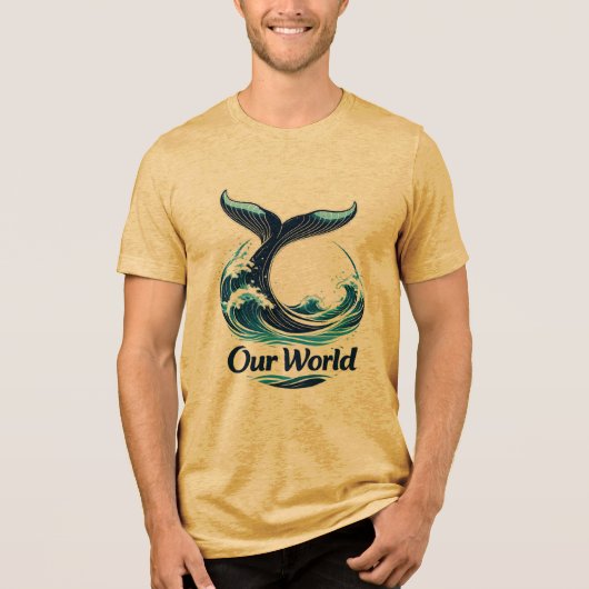 Our World Whale Tail Ocean Conservation トライブレンドＴシャツ (正面)