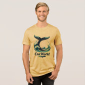 Our World Whale Tail Ocean Conservation トライブレンドＴシャツ (正面全面)