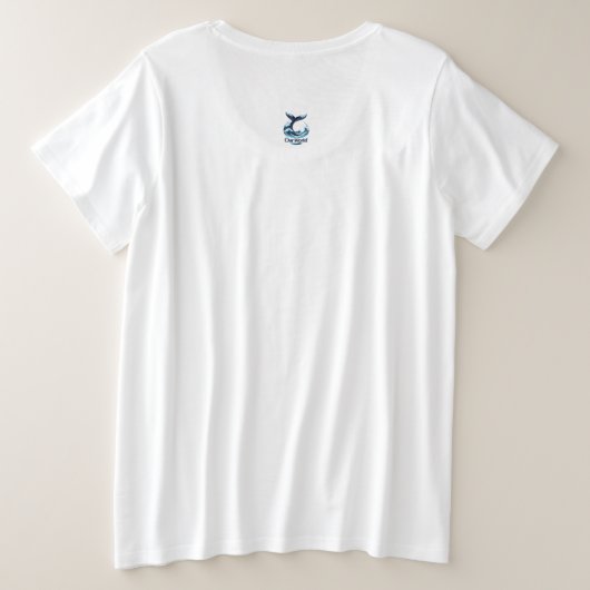 Our World Whale Tail Ocean Conservation プラスサイズTシャツ (デザイン裏面)