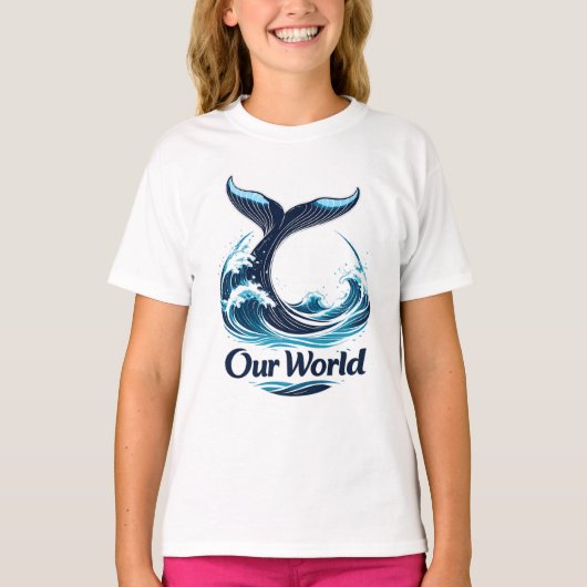 Our World Whale Tail Ocean Conservation Tシャツ (正面)