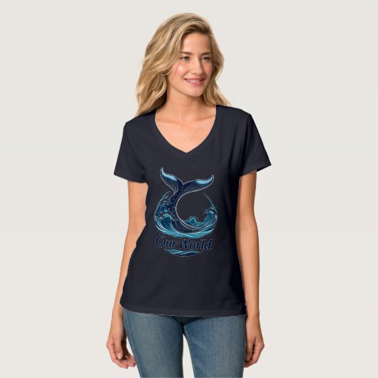 Our World Whale Tail Ocean Conservation Tシャツ (正面フル)