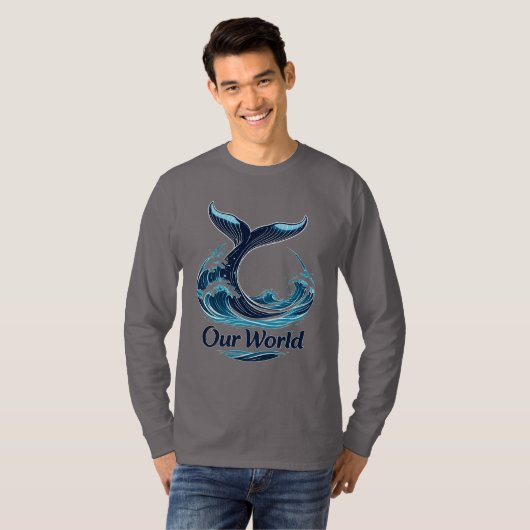 Our World Whale Tail Ocean Conservation Tシャツ (正面フル)