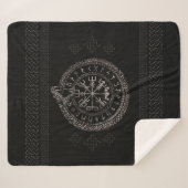 OuroborosおよびrunesとのVegvisir シェルパブランケット (正面(横))
