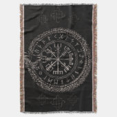OuroborosおよびrunesとのVegvisir スローブランケット (正面縦)
