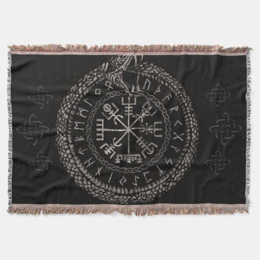 OuroborosおよびrunesとのVegvisir スローブランケット (正面)