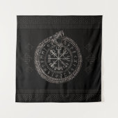 OuroborosおよびrunesとのVegvisir タペストリー (正面)