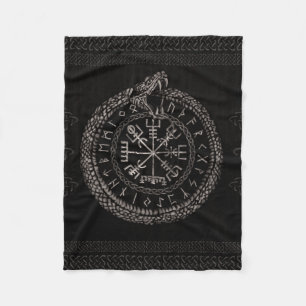 OuroborosおよびrunesとのVegvisir フリースブランケット