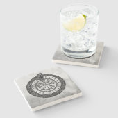 Ouroborosおよびrunes -グレースケールとのVegvisir ストーンコースター (横)