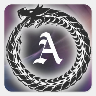 Ouroborosのドラゴンは尾 ゴシック様式モノグラムを食べます スクエアシール