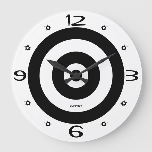 Ourprey Home Room壁ターゲット弾丸穴B&W ラージ壁時計 (正面)