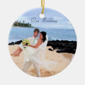 Our's 結婚 Brown Damaskフォトオーナメント セラミックオーナメント (正面)