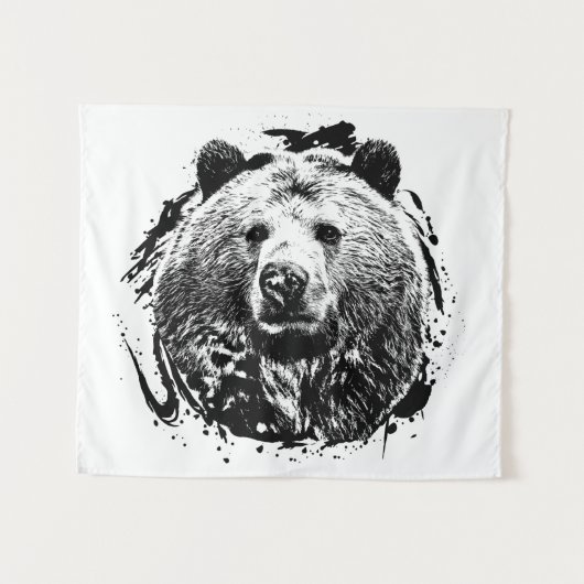 Ours Brun Animal Forêt Sauvage Jungle Nature Monde タペストリー (正面(横))