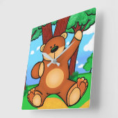 Ours dans la prairie - Bear in grassland スクエア壁時計 (傾斜)