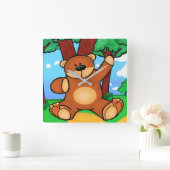 Ours dans la prairie - Bear in grassland スクエア壁時計 (ホーム)