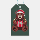 Ours de Noël avec Cadeau et Lumières ギフトタグ (正面)