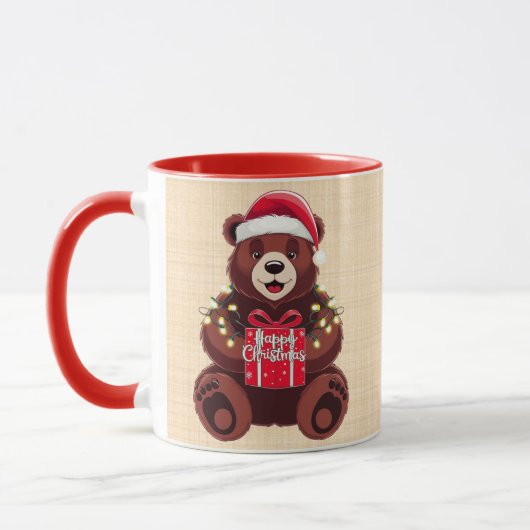 Ours de Noël avec Cadeau et Lumières マグカップ (左)