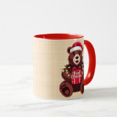 Ours de Noël avec Cadeau et Lumières マグカップ (正面右)
