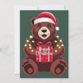 Ours de Noël avec Cadeau et Lumières 招待状 (正面)