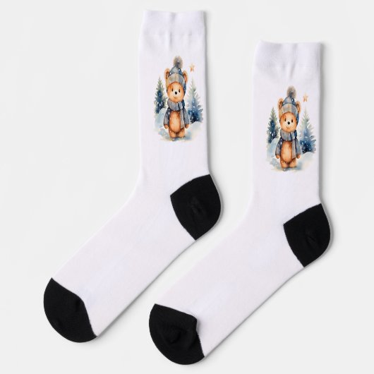 Ours en peluche dans la forêt, personnalisé ソックス (左)