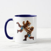 Ours en peluche lutteurs en pleine action. マグカップ (左)