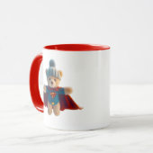 Ours en peluche super-héros avec bonnet. マグカップ (正面左)