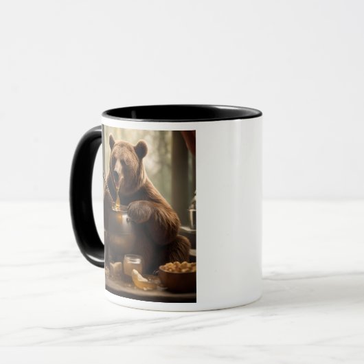 Ours gourmand dévorant un pot de confiture. マグカップ (正面左)