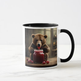 Ours gourmand dévorant un pot de confiture. マグカップ
