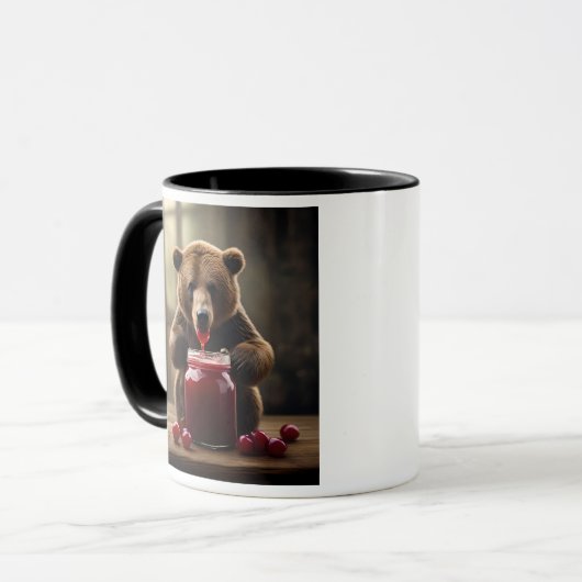 Ours gourmand dévorant un pot de confiture. マグカップ (正面左)