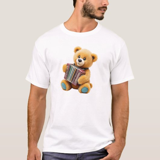 Ourson mignon jouant de l’accordéon. tシャツ (正面)