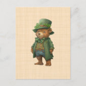 Ourson Saint Patrick - Costume irlandais vert ポストカード (正面)