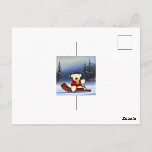 Ourson sur une luge dans la neige ポストカード (裏面)