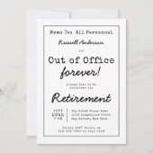 Out おもしろい of Office Forever Retirementパーティーメモ 招待状 (正面)